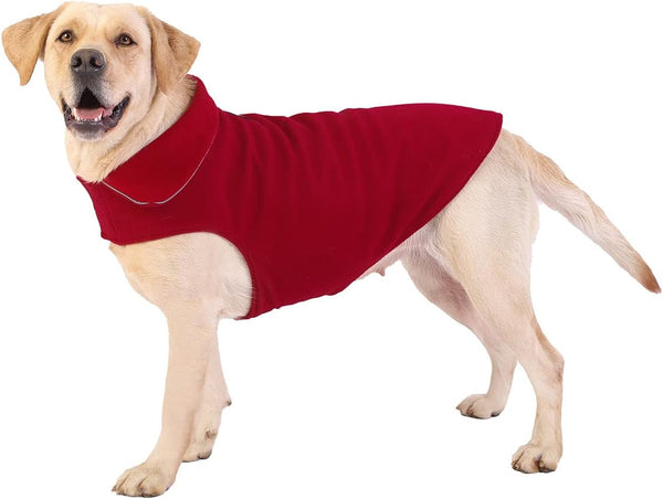 Fleece Dog Coat Pet Jacket, Reflective for Cold Weather for Extra Large to Small Pets (Red, S)
