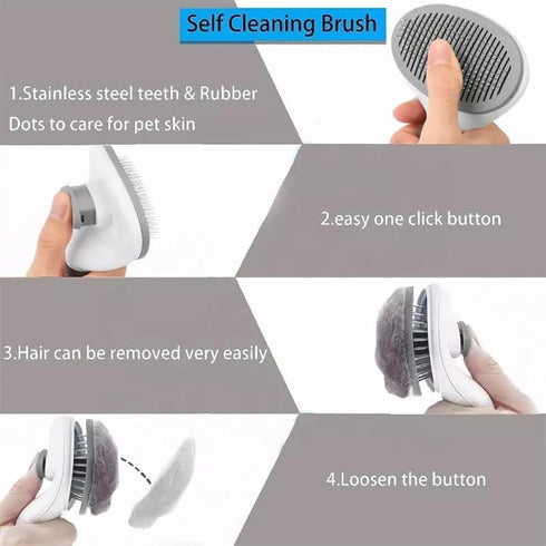 Cat Grooming Brush, Self Cleaning Slicker Brush for Dogs and Cats, Dog Massage Brush (GRAY)