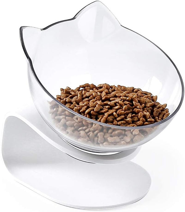 Luck Dawn Cat Elevated Bowl with Raised Stand, 15 Degree Tilted Design Neck Guard Stand for Cats or Small Dogs