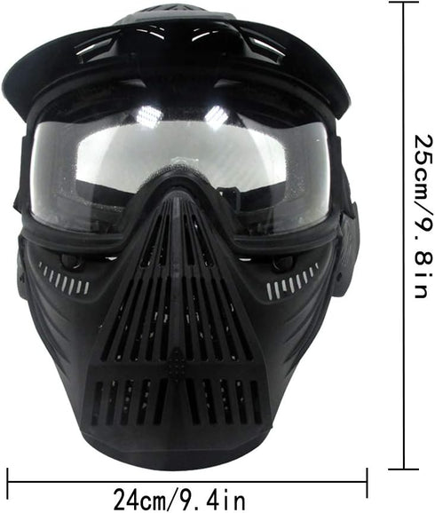 Tactical Mask for Airsoft, Full Face Gear with Goggles, Impact Resistant for BB Hunting, CS Game, Motocross Skiing