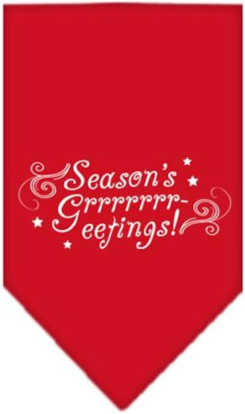 Mirage Pet Products Seasons Greetings Screen Print Bandana for Pets, Small, Red