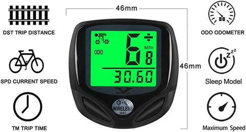 YS Wireless Waterproof Bicycle Speedometer & Odometer with LCD Display
