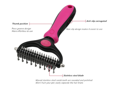 Pet Grooming Brush & Nail Clippers - Double Sided Shedding and Dematting Comb for Dogs and Cats | Safe for Easy Mats