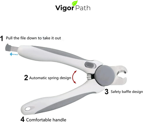 Pet Nail Clipper - Grooming Tool for Dogs and Cats - Safety Guard and Razor Sharp Blade - Bonus Nail File (Gray)