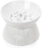 Elevated Slow Feeder Cat Bowl, Ceramic, Spill-Proof & Anti-Tipping, Easy to Clean, Raised for Dry & Wet Food