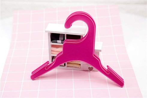 Pet Clothing Hanger, 10PCS Plastic Anti-Skid Rack for Small Animals (Pink, S)