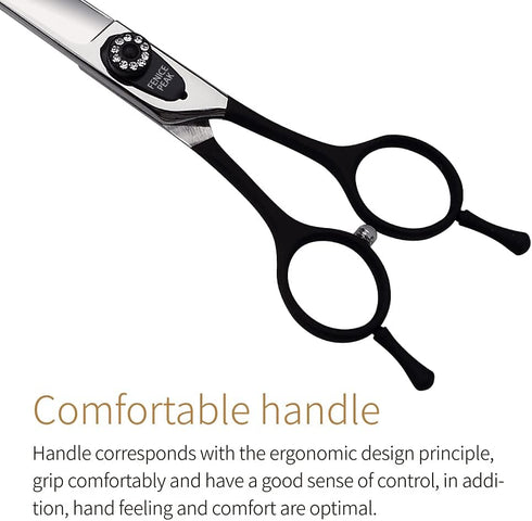 Fenice 7.5" Professional Grooming Scissors for Dogs, Curved Shears Made of Japanese Stainless Steel (Black)