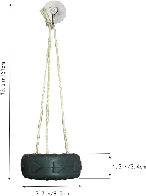 QUWHIZ Hermit Crab Tire Swing Toy Suction Cup Hook Climbing Toy Terrarium Decor Climbing Swing for Hermit Crabs, Small