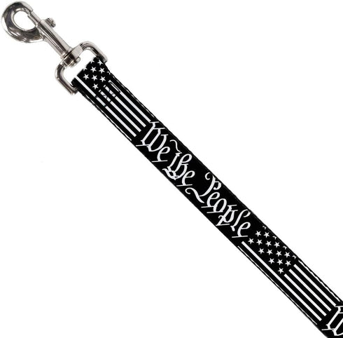 Dog Leash Americana Flag We The People Black White 6 Feet Long 0.5 Inch Wide