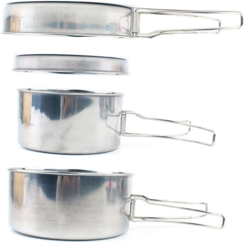4pcs Set Backpacking balacoo Portable Stainless Steel Camping Cookware Combination Cooking Outdoor Cooking Hiking