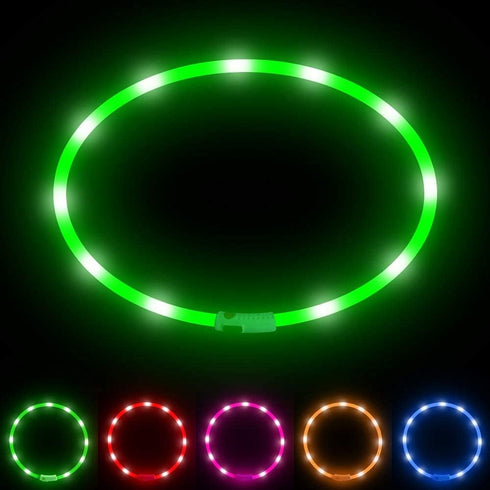 BSEEN Light Up Dog Collars, Silicone LED Dog Collar, Cuttable Lighted Puppy Collar for Small Medium Large Dogs