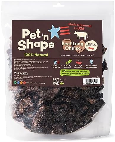 Pet 'n Shape Beef Lung Chunx Dog Treats - 16 Ounce - Made and Sourced in the USA