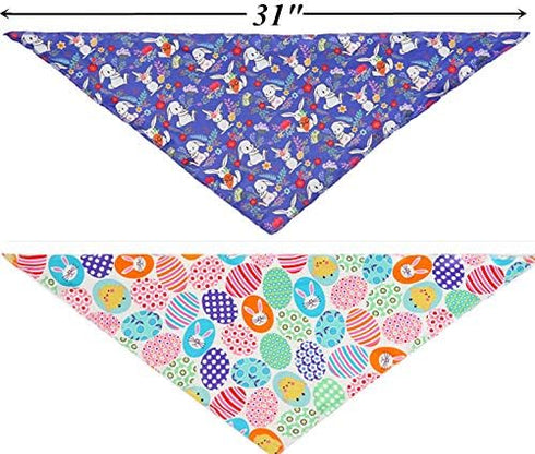 BoomBone Easter Dog Bandana | 2 Pack Triangle Bibs Pet Scarf for Small to Large Dogs and Cats