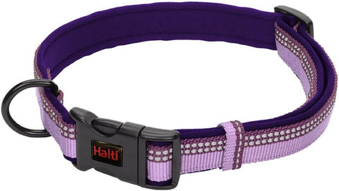HALTI Comfort Collar - Nylon and Neoprene-Padded Dog Collar, Reflective, Easy to Fit, Large Dogs (Size L, Purple)