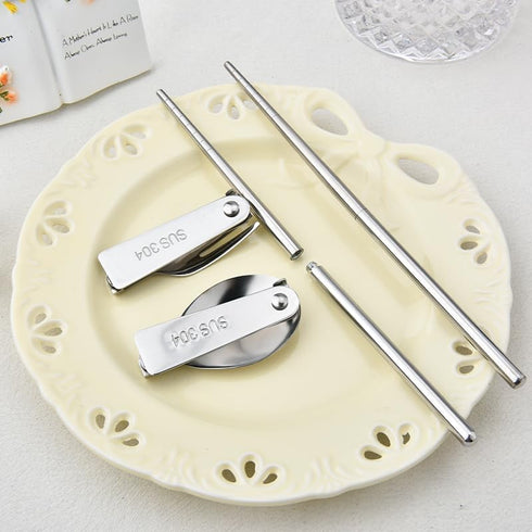 YangQian Set Backpacking Camping Utensil with Case Folding Tableware Cutlery Foldable Spoon Fork Chopsticks Travel