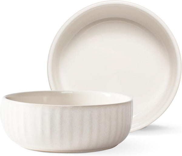 Fringe Studio Canvas Stream Small Pet Bowl - Ribbed Bisque PetShop Collection