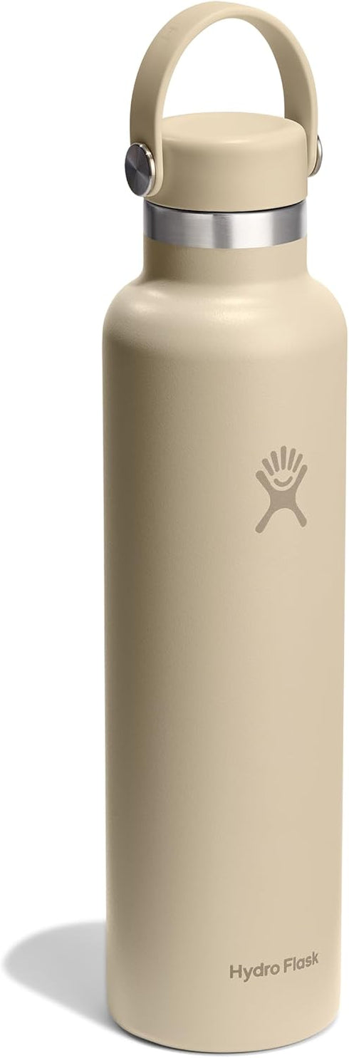 24 Oz Hydro Flask Water Bottle - Insulated Stainless Steel - Non Spill, Leakproof in Oat Tan