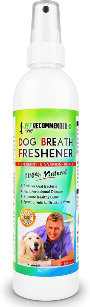 All Natural Dog Breath Freshener & Dental Water Additive Spray (8oz) - Perfect for Bad Breath & Teeth