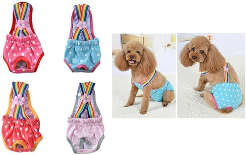 Rstoznu Dog Sanitary Diaper Polka Dot Striped Female Dog Sanitary Panties Cute Compatible with Outdoor Polka Dot (Blue