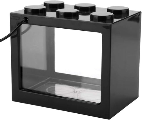 Zerodis Small Acrylic Mini Fish Tank, Desktop Aquarium Bowl for Goldfish with USB LED Light