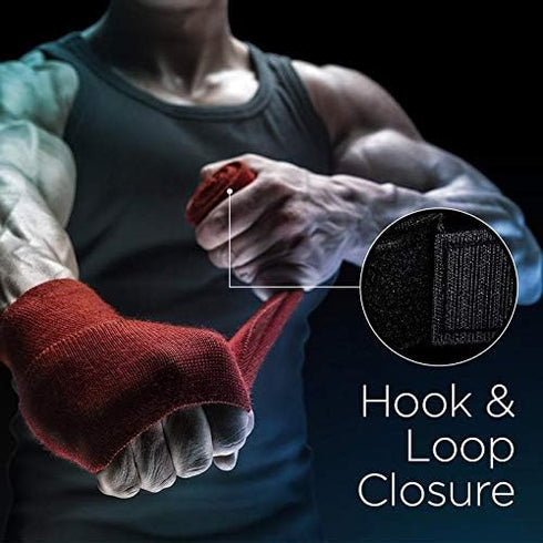 Pro Impact 180 Inch Mexican Style Boxing Hand Wraps, Stretchable Wrist & Knuckle Support for MMA & Training