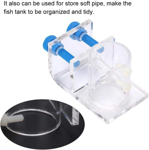 Acrylic Aquarium Soft Pipe Fixture, Durable Water Food Feeding Tube Holder with Clamp