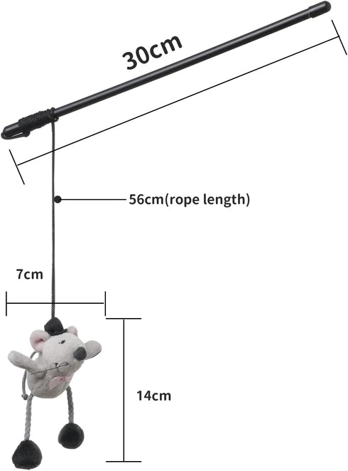 PAZ'S GIFT Cat Wand Toy, Cute Mouse Tease Interactive Indoor Toy for Cats, Fun Kitten Play with Chase Movement