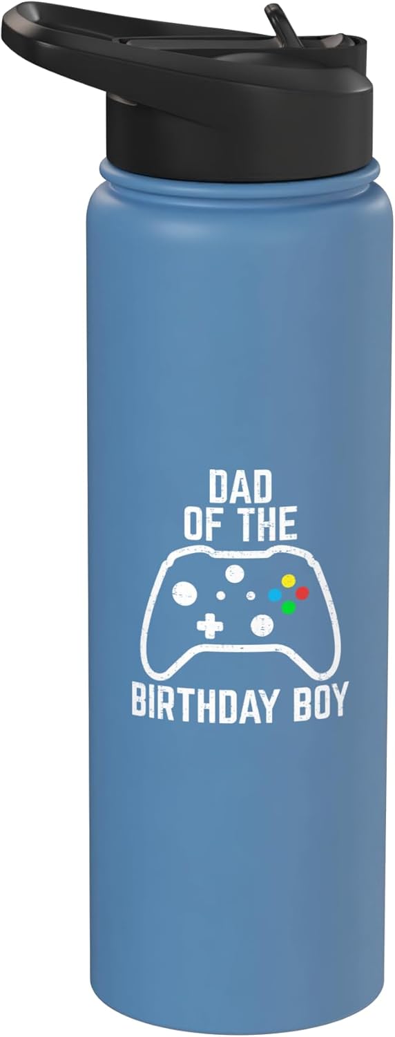 video gamer dad of the birthday boy controller art dad of the birthday boy video gamer game controller graphic Stainless Steel