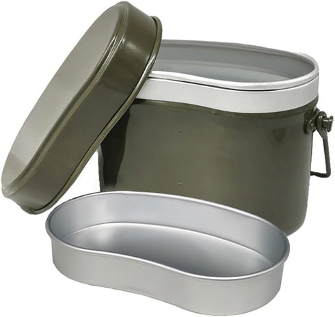 Generic Set 500ML+1250ML Outdoor Camping Cooking Pot Double Layer Food Storage Container Aluminum Saucepan With Scale