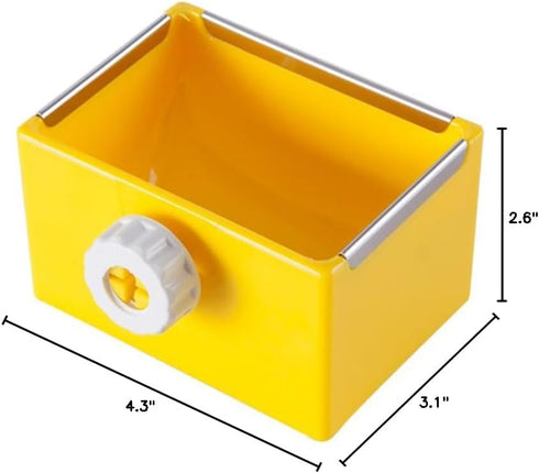 Cage Feeder Food & Water Hay Bowl Dish Bin for Small Animals, Yellow, for Rabbit, Guinea Pig, Chinchilla, Hamster,