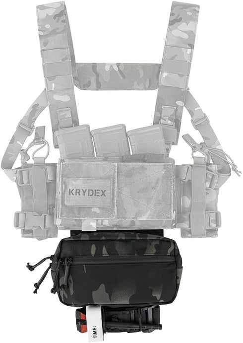 KRYDEX Tactical Fanny Pack with Hook and Loop Panel, Sub Abdominal Carrying Kit Bag for Tactical Vest Chest Rig