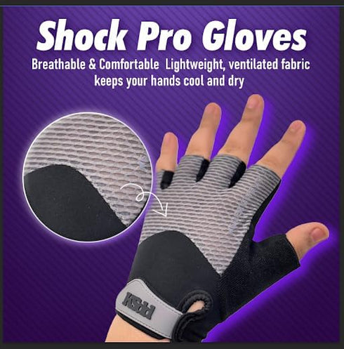 Shock Pro Weight Lifting Gloves for Men & Women Breathable Gym Workout Gloves with Foam-Padded Grip for Weightlifting