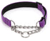Dark Purple Martingale Collar for Dogs, Reflective Nylon Adjustable Stainless Steel Chain for Small Medium Large Dogs, L