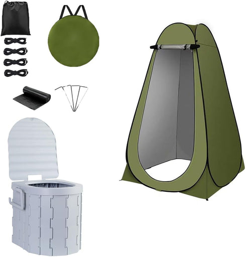 Generic Portable Toilet Kit, Camping Toilet with Pop-Up Privacy Tent Toilet Bags, Washable