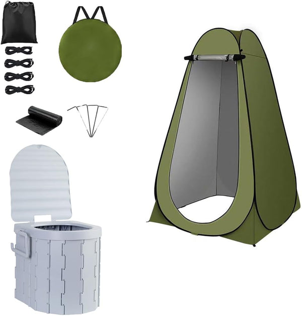 Generic Portable Toilet Kit, Camping Toilet with Pop-Up Privacy Tent Toilet Bags, Washable
