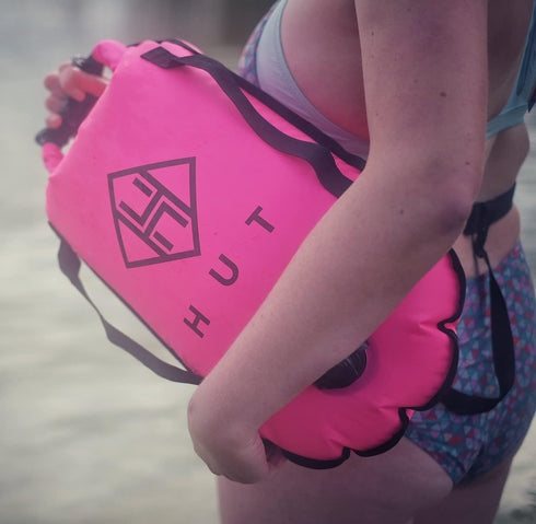 HUT Swim Buoy Dry Bag - Premium Safety Tow Float and Watertight Dry Bag for Open Water Swimmers