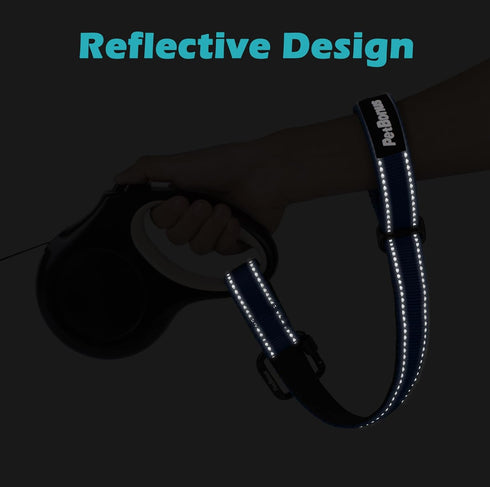 PetBonus Dog Leash Wrist Strap, Lockable Reflective Short Lead with Adjustable Soft Padded Handle for Walking, Blue