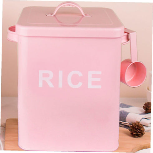 Toddmomy Iron Pet Food Storage Barrel with Measuring Cup, Large Capacity Sealed Bucket for Dog and Cat Food, Pink