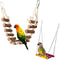 PINVNBY Bird Parakeet Toys, Bird Rope Ladder Swing Hammock Toys, Natural Wood and Rope, Parakeet Cage Accessories for
