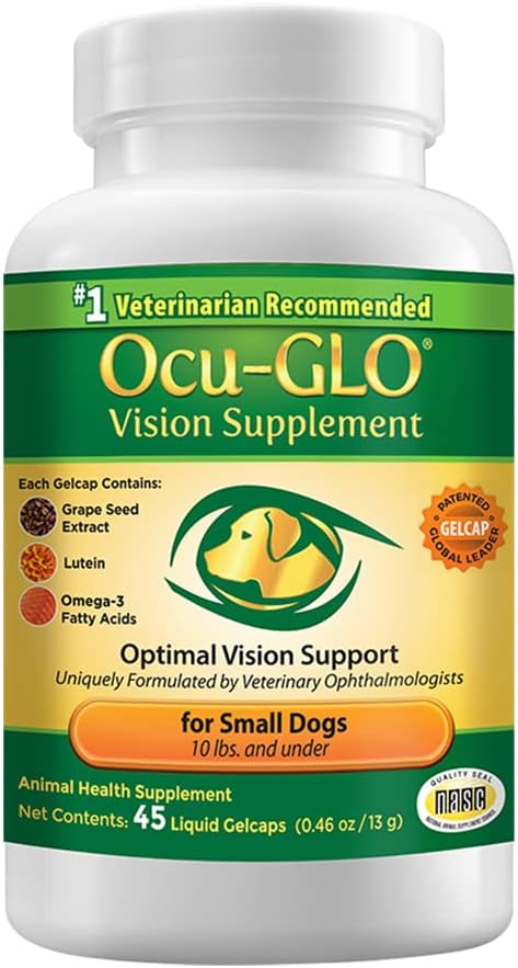Ocu-GLO Vision Supplement for Small Dogs by Animal Necessity, Lutein, Omega-3, Antioxidants for Eye Health, 45ct