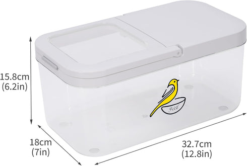 Mowhut 5.4 Qt/6 Bird Seed Storage Container, L Pet Food Container with Measuring Cup & Stainless Steel Bird Feeder