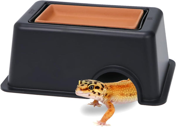 Wontee Reptile Hideout Box with Sink Basin Humidifier Caves for Lizards, Turtles, and Small Snakes