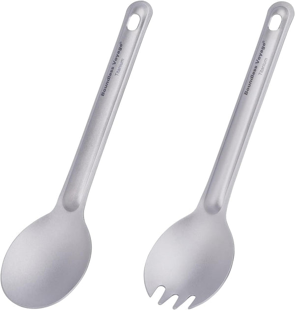 Boundless Voyage Camping Spork and Spoon Set Titanium Tableware Reusable Outdoor Flatware