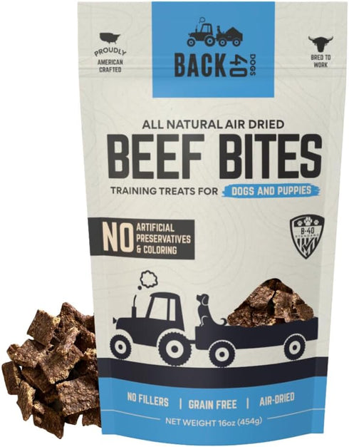 Beef Bites: All Natural Premium Air Dried Dog Training Treats, High Protein Dog Food Toppers, 16oz