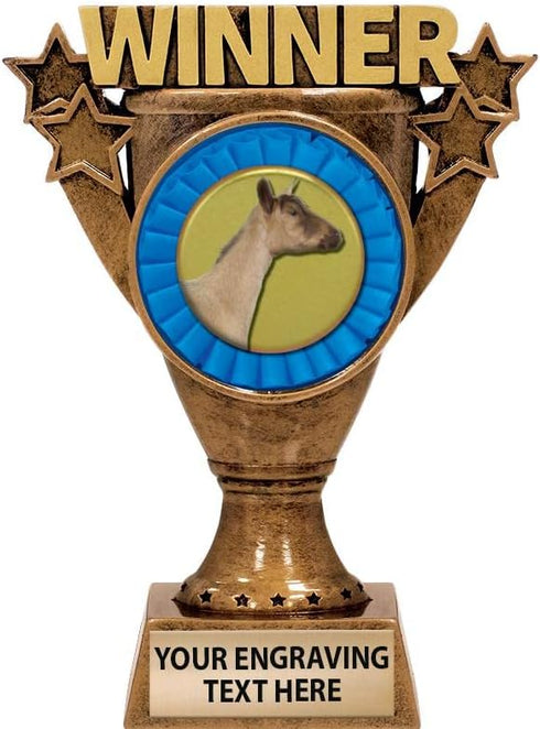 Crown Awards Personalized Dairy Goat Trophy 5.5" Gold Dairy Goat Winner Sculpture