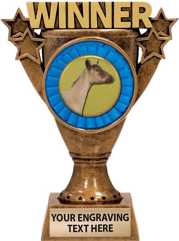 Crown Awards Personalized Dairy Goat Trophy 5.5" Gold Dairy Goat Winner Sculpture