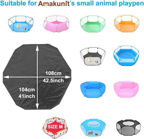 2Pcs (42.5in 41in) Chinchilla, Amakunft Waterproof Hexagon Playpen Mat Washable Pee Pad Fit with Small Animal Playpen x