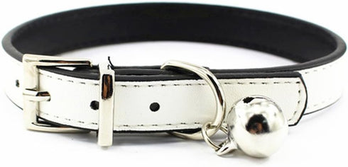 Metal Buckle Pet Collar with Bell for Cats or Puppy Dogs, White/Black/Red/Pink/Blue/Brown (S, White)