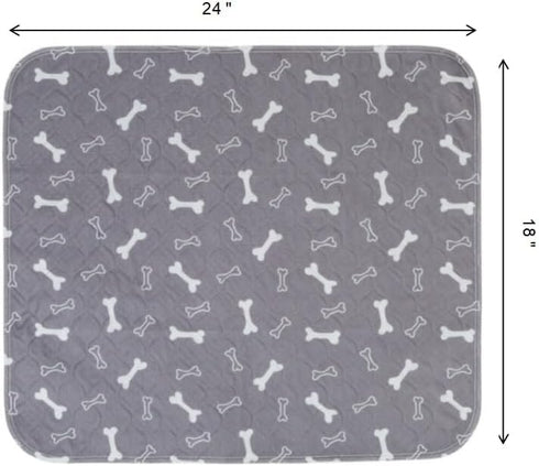 4 Pack 18"x24" Washable Pee Pads for Dogs, Super Absorbent Reusable Training Dog Pads with Bone Print, Non-Slip Potty