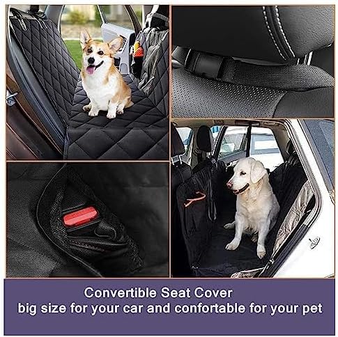 Generic 137x147cm, PawComfort Deluxe Dog Car Seat Cover, Quilted Black Waterproof Pet Protector, Universal Fit for Cars